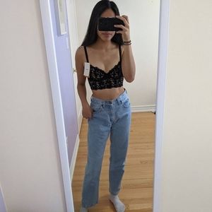 SOLD DKNY black lace bustier top